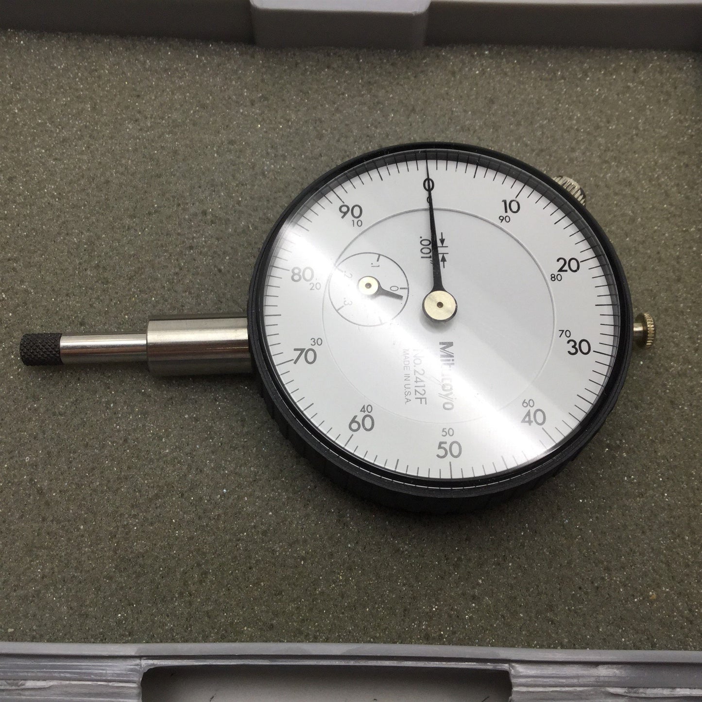 Used Mitutoyo 2412F Indicator, Range: 0 to .5", Graduation: 0.001", w/Case
