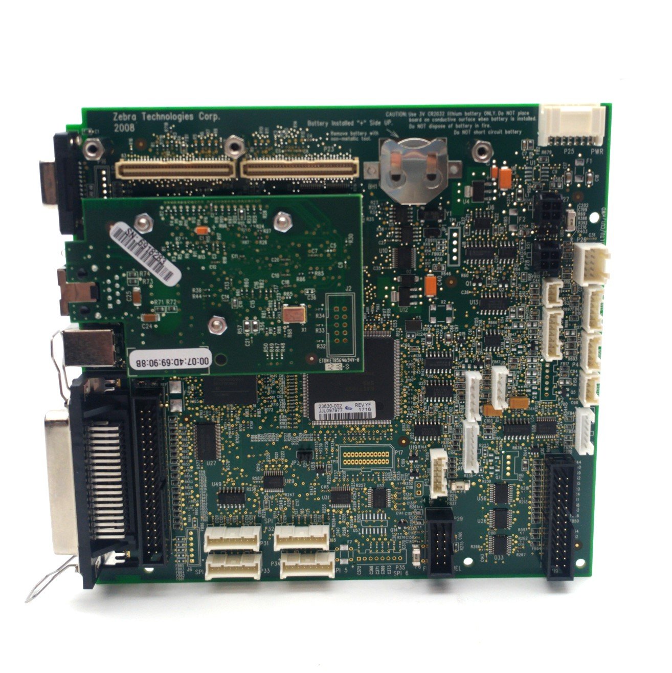 Used Zebra 23630-100 Rev. C Main Control Board, USB, Serial, For R110xi4 Printer