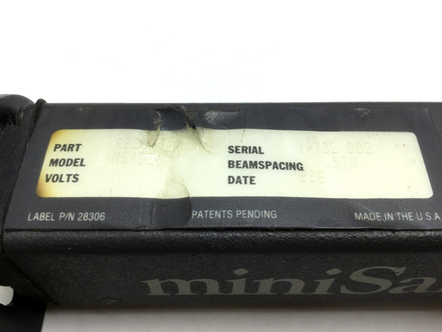 Used STI MiniSafe MS4320 Light Curtain Transmitter & Receiver, Beam: 0.5", L: 19.5"