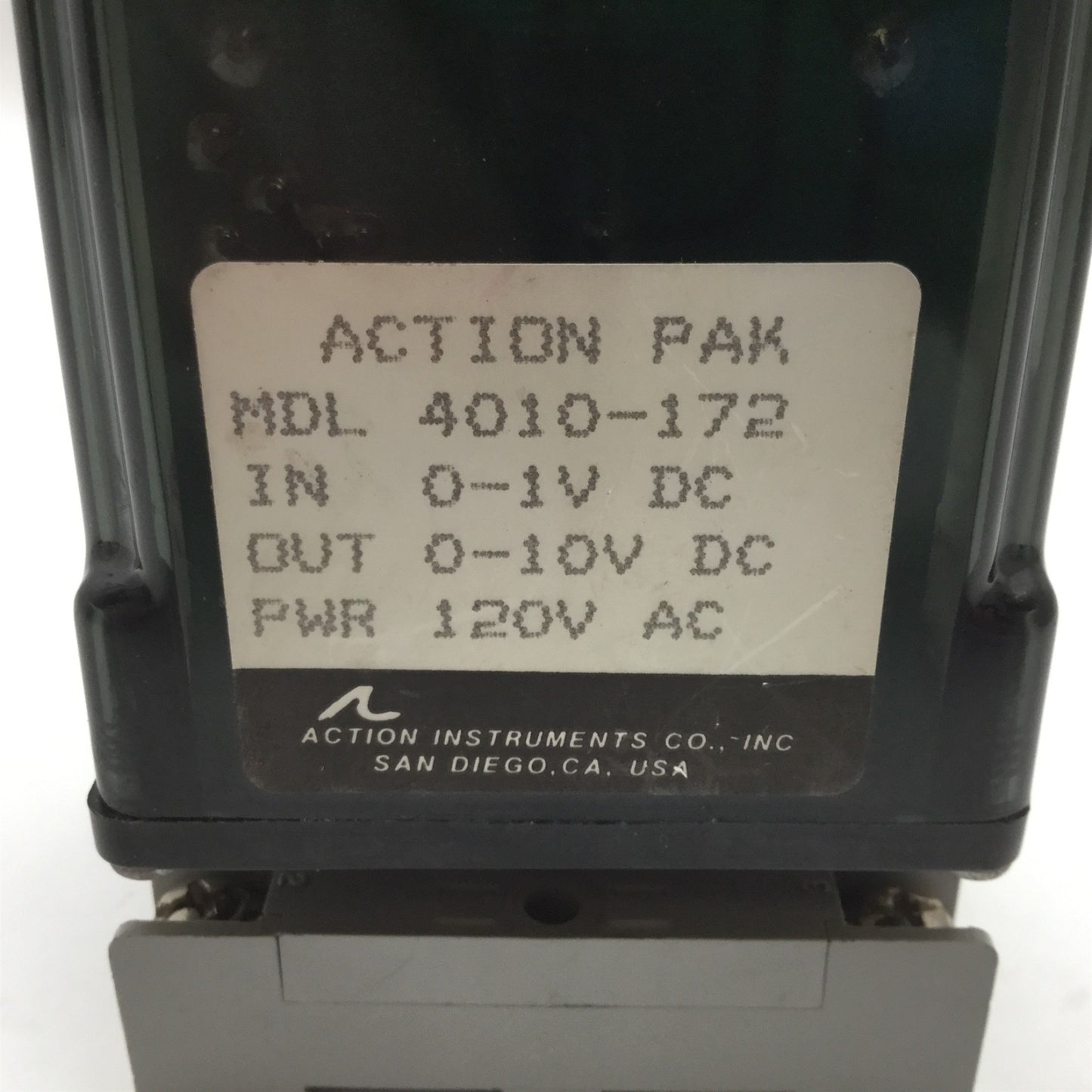 Used Action Pak 4010-172 DC-Input Isolating Signal Conditioner Relay, Power: 120VAC