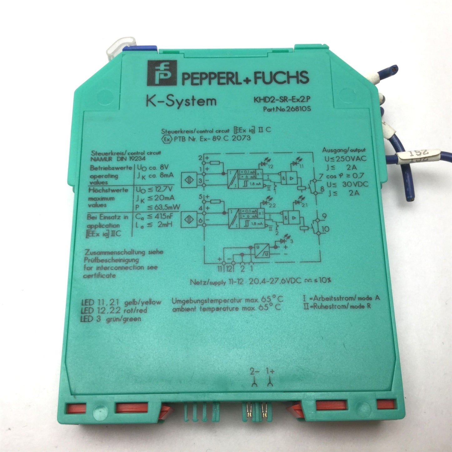 Used Pepperl Fuchs KHD2-SR-Ex2.P Isolated Switch Amplifier, Supply: 20.4-27.6VDC
