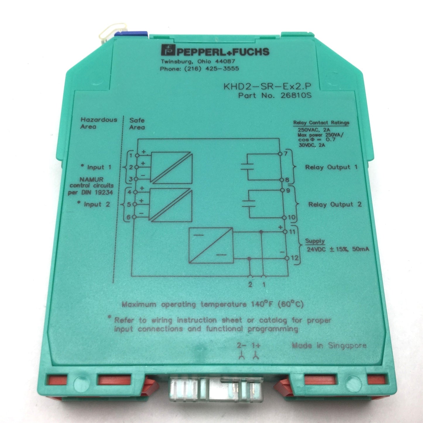 New – Open box Pepperl & Fuchs KHD2-SR-Ex2.P Isolated Switch Amplifier, Supply 20.4-27.6VDC