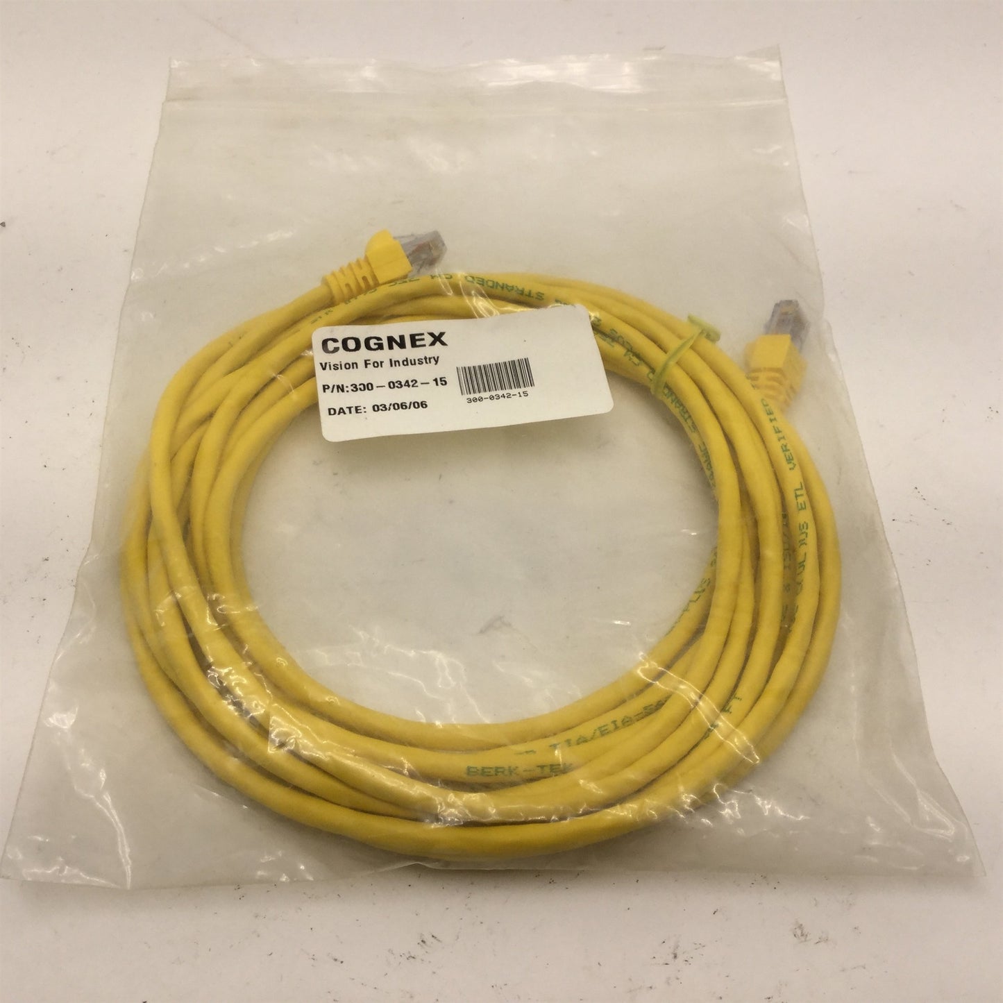 New in Package Cognex 300-0342-15 Ethernet Cable, for Machine Vision Systems