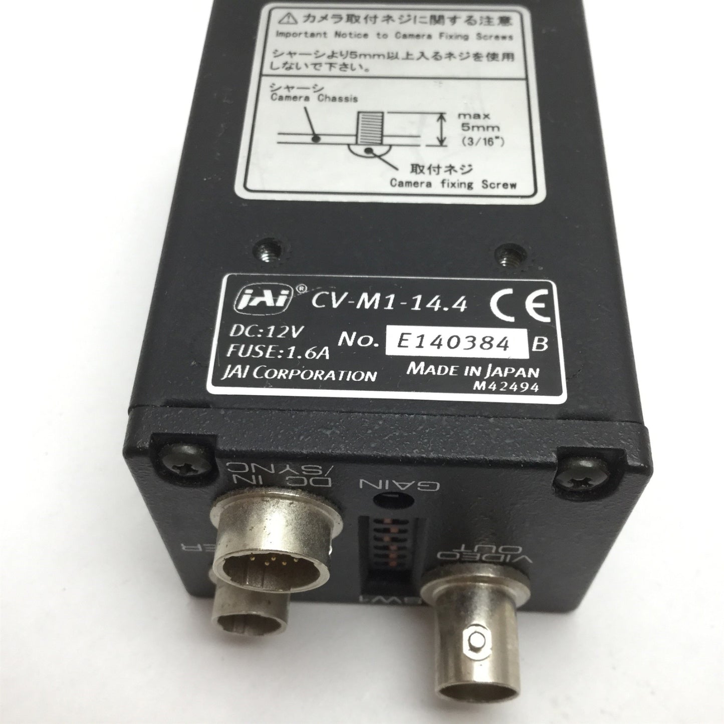 Used JAI CV-M1-14.4 Progressive Scan Camera, CCD Sensor: Monochrome 2/3", C-Mount