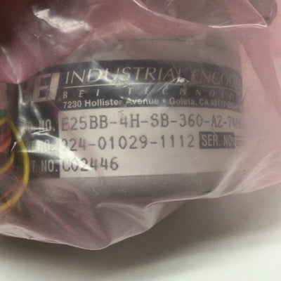 New BEI E25BB-4H-SB-360-AZ-7406R-SC72 Incremental Optical Encoder 360cycle/rev