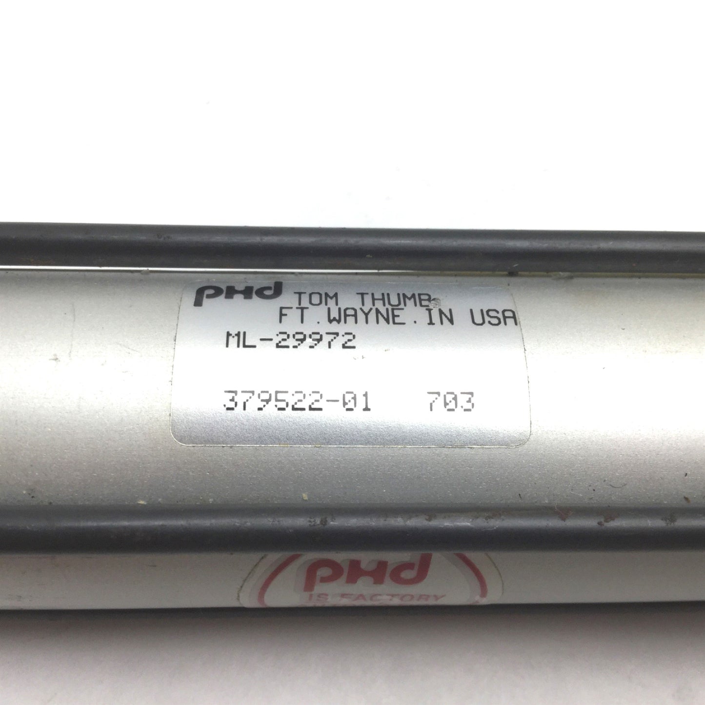 Used PHD ML-29972 Pneumatic Cylinder, Bore: ~1.25", Stroke: 5.5", Ports: 1/8" NPT