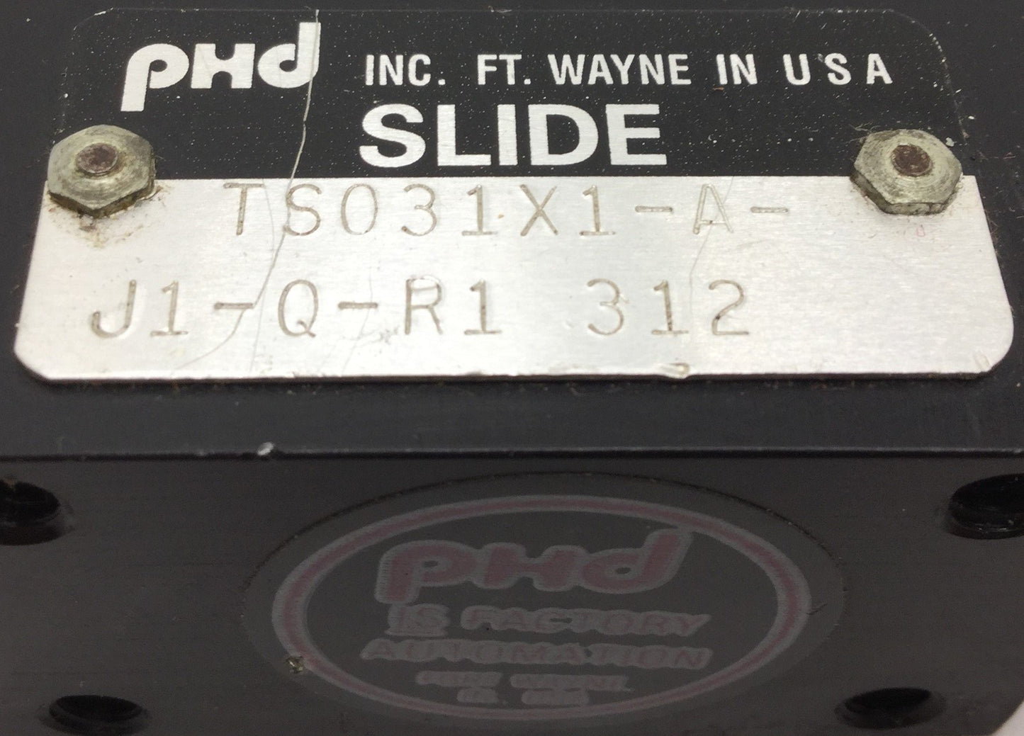Used PHD TS031X1-A-J1-Q-R1 312 Pneumatic Slide Cylinder, 1" Stroke, Bore: 3/4"