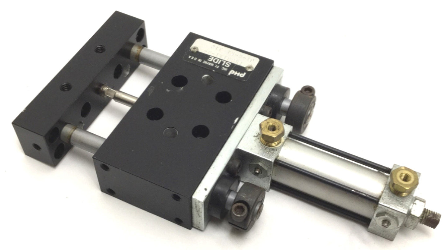 Used PHD TS031X1-A-J1-Q-R1 312 Pneumatic Slide Cylinder, 1" Stroke, Bore: 3/4"