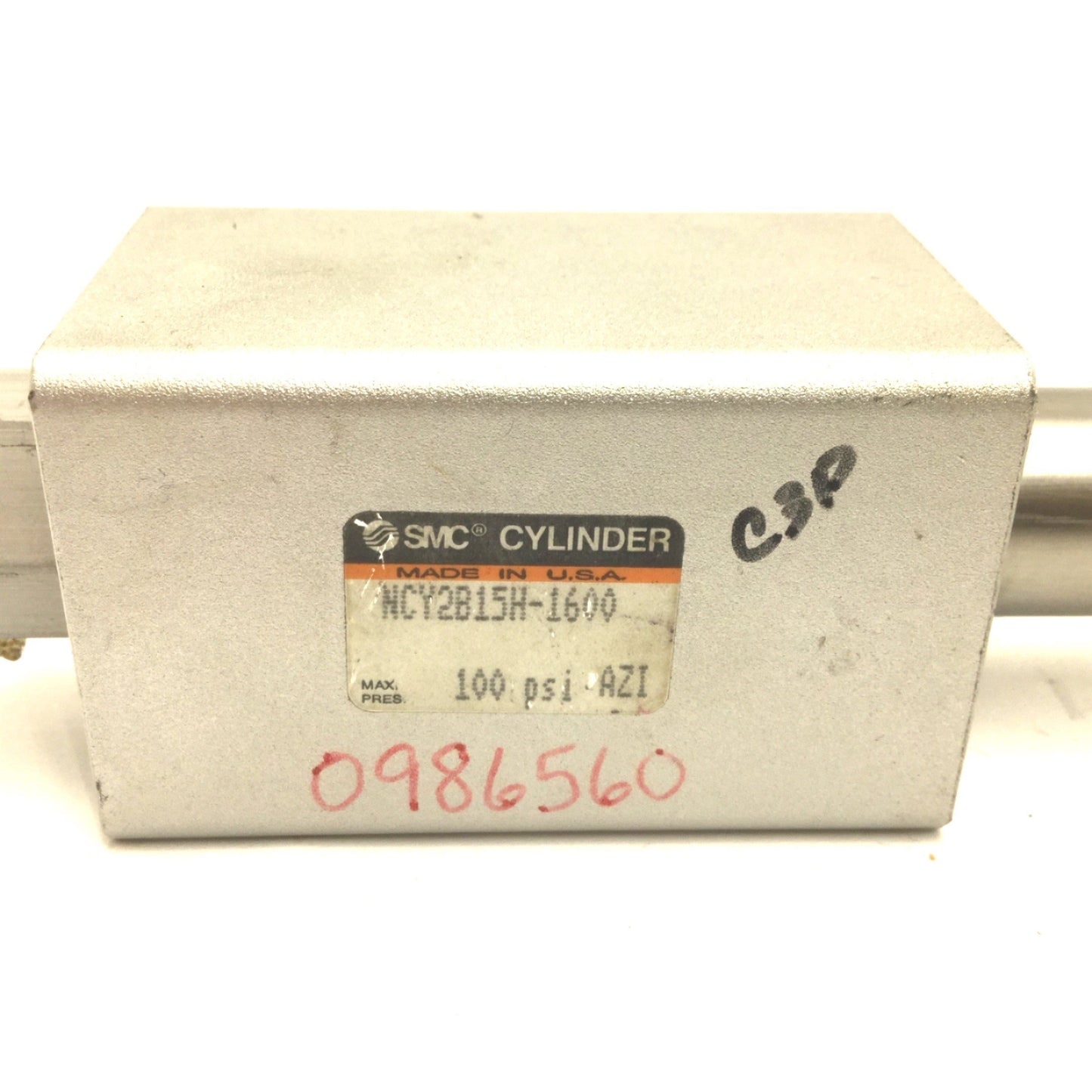 Used SMC NCY2B15H-1600 Magnetic Rodless Cylinder Slide Bearing 16" Stroke, 100PSI
