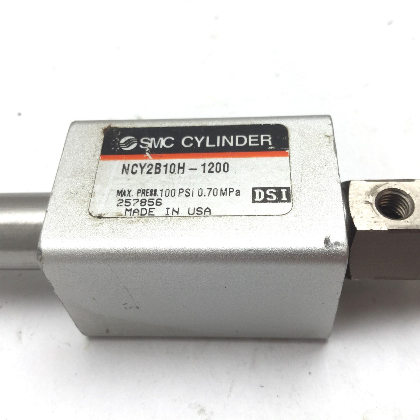 Used SMC NCY2B10H-1200 Rodless Cylinder, Stroke: 12", Bore: 3/8", Ports: 10-32