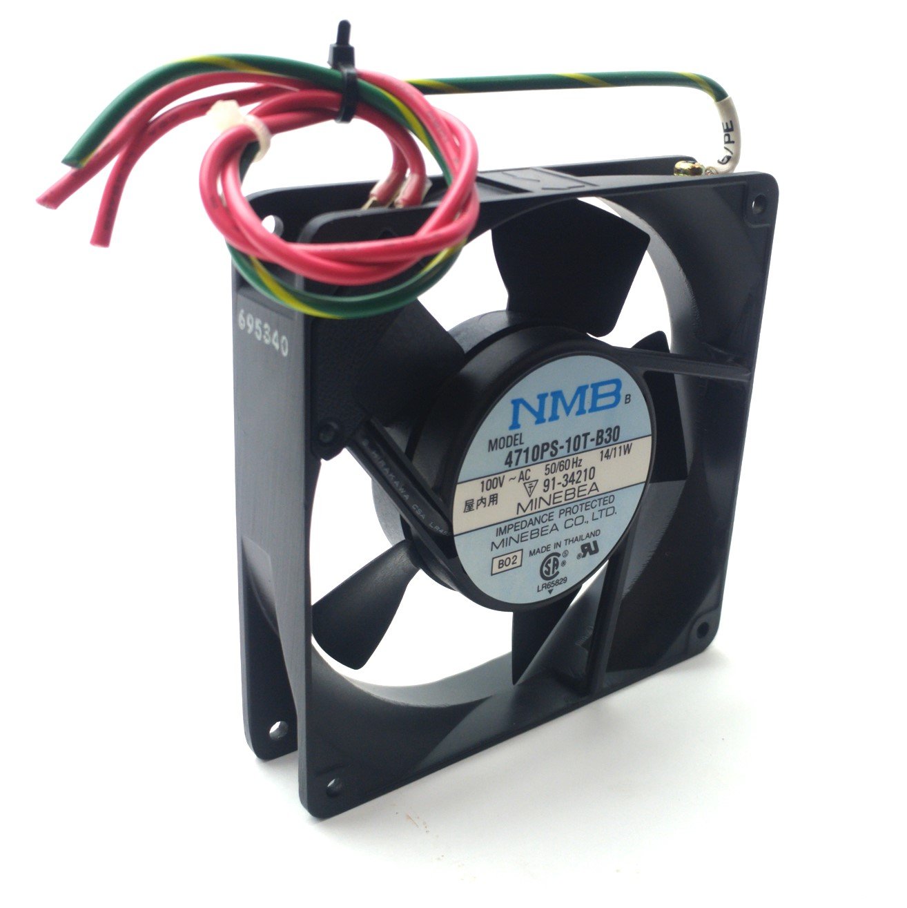 Used NMB 4710PS-10T-B30 AC Fan, 70.6CFM, 38dB, 100VAC 14W 50/60Hz, 119 x 119 x 25mm