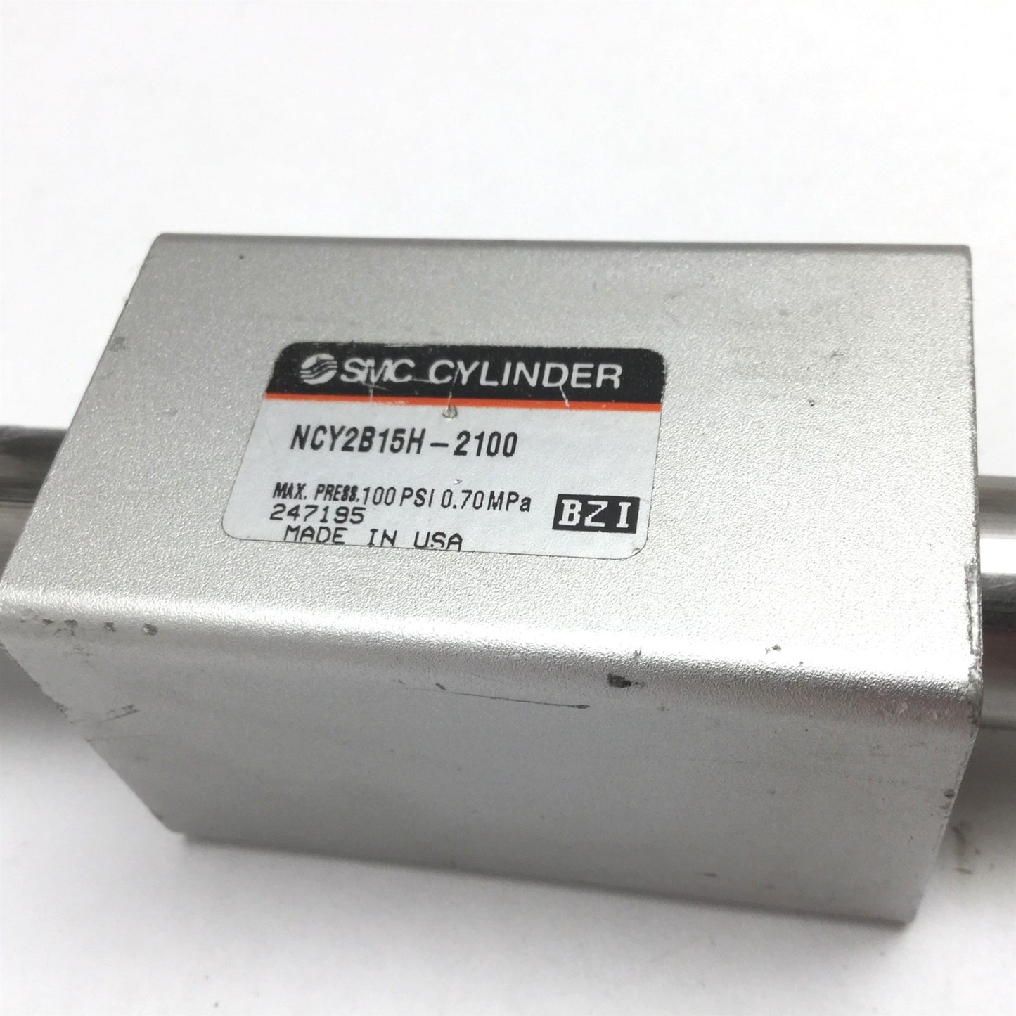 Used SMC NCY2B15H-2100 Rodless Cylinder, Bore: 5/8", Stroke: 21", Pressure: 100psi