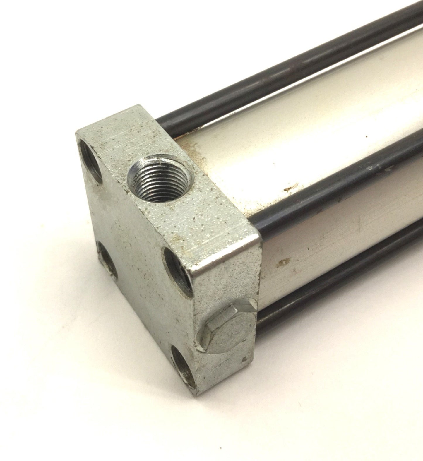 Used PHD TS041X18-E-H4 Pneumatic Cylinder, 18" Stroke, 1/8" NPT, 3/8" Shaft