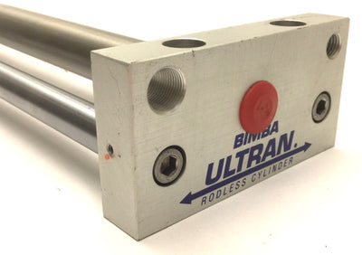 Used Bimba Ultran USS-0410 MH Rodless Cylinder, Travel: 17", *Modified*