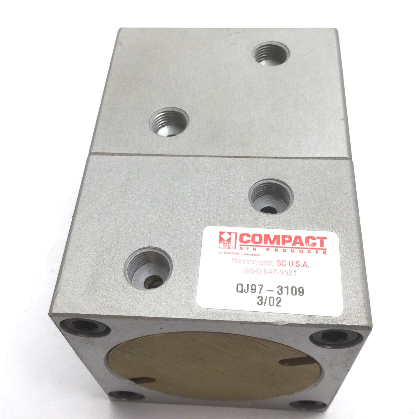 Used Compact QJ97-3109 Pneumatic Cylinder, Stroke: 0.45", Bore: 2", Ports: 1/8" NPT