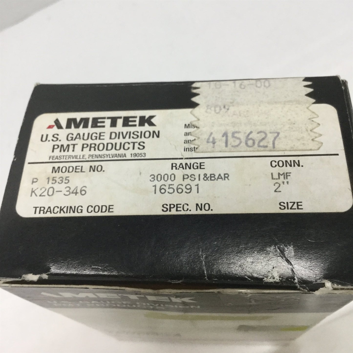 New Ametek P1535 Precision Pressure Gauge, 316 Stainless Steel 2", 0-3000psi, 1/4NPT