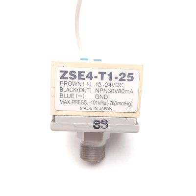 Used SMC ZSE4-T1-25 Digital Vacuum Pressure Sensor Switch, 12-24VDC, 0 to -101kPa