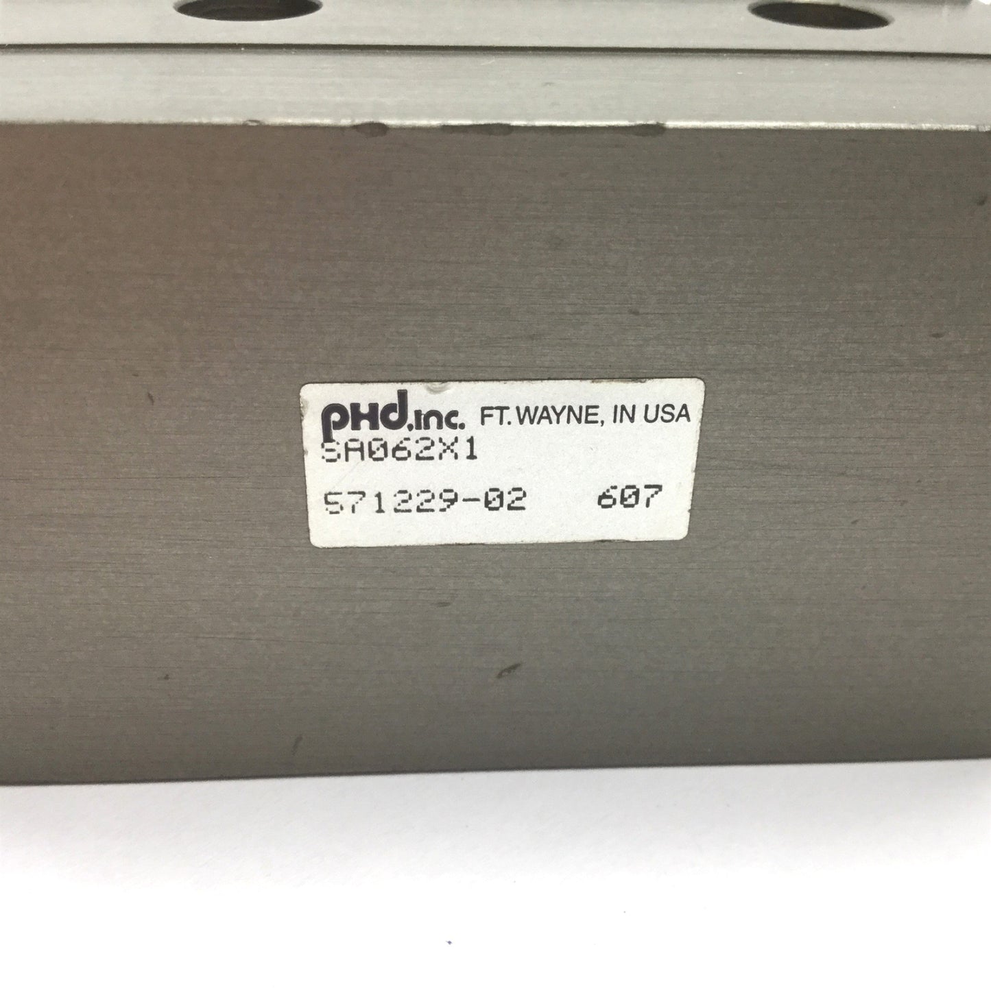 Used Phd SA062X1 Pneumatic Slide Cylinder, Bore: 1.25", Stroke: 1", Ports: 1/8" NPT