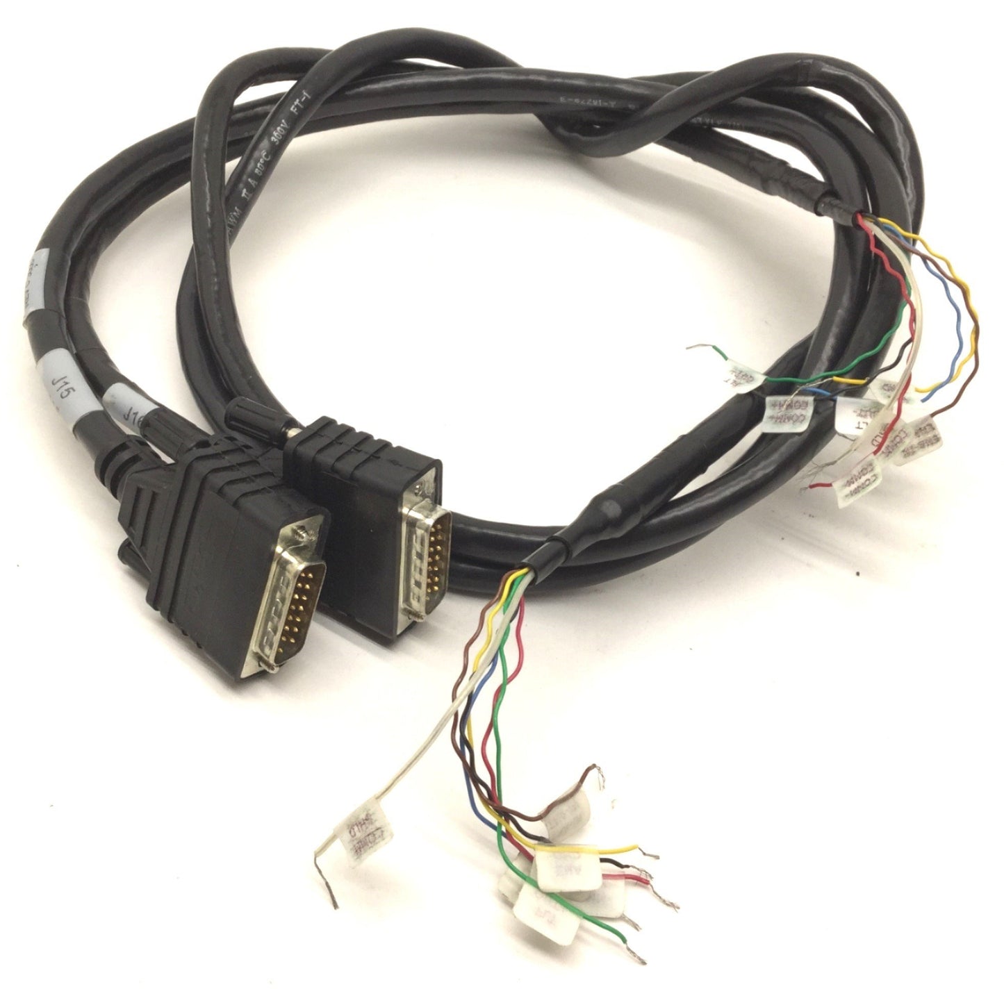 Used Lot of 2 Parker 71-017003-10 Rev B Servo Drive Cable, 15-Pin to Flying Leads