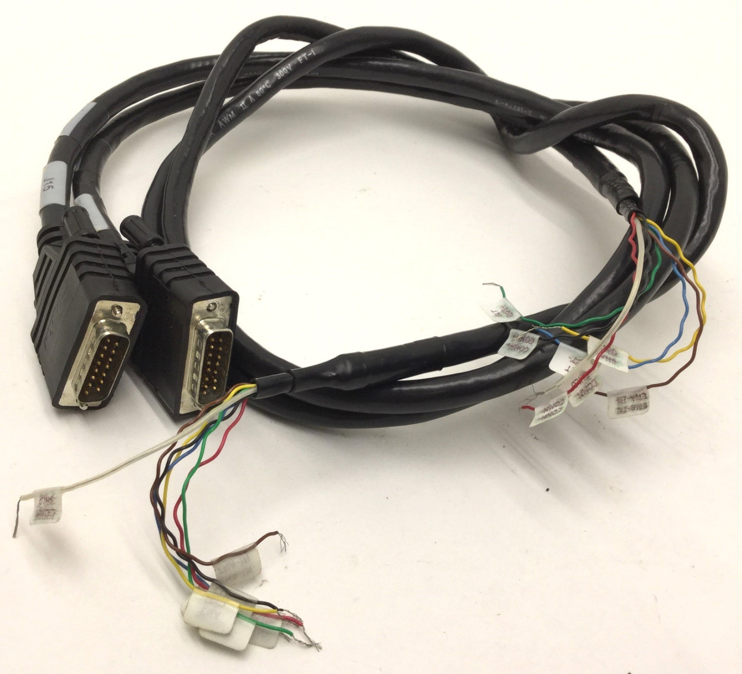 Used Lot of 2 Parker 71-017003-10 Rev B Servo Drive Cable, 15-Pin to Flying Leads
