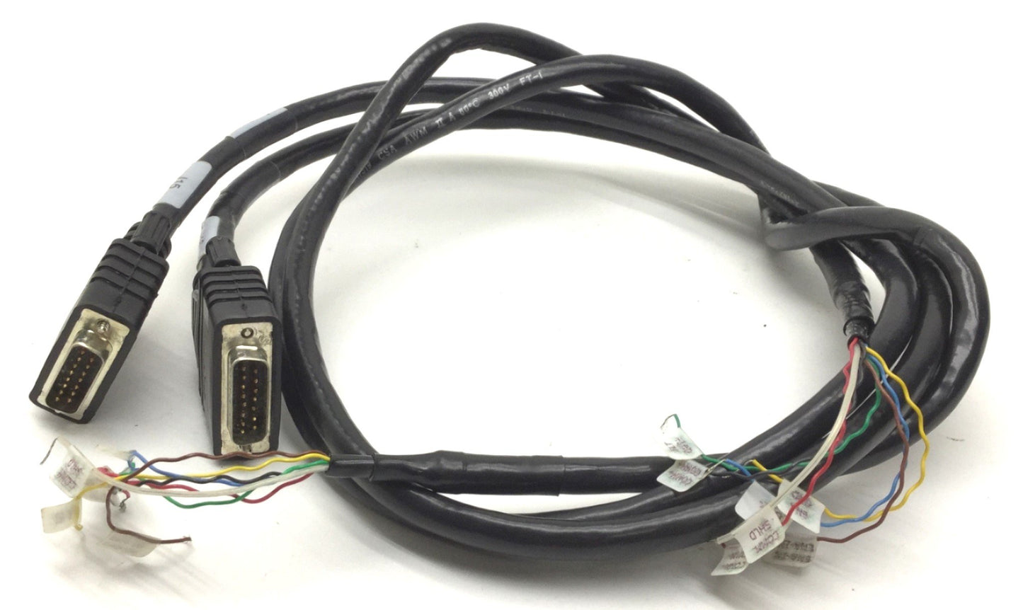 Used Lot of 2 Parker 71-017003-10 Rev C Servo Drive Cable, Flying Leads to 15-Pin