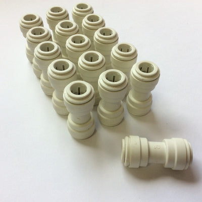 New – Open box Lot of John Guest PP0412W, PP0212W Polypropylene Union Adapter, Tee 3/8" Tube