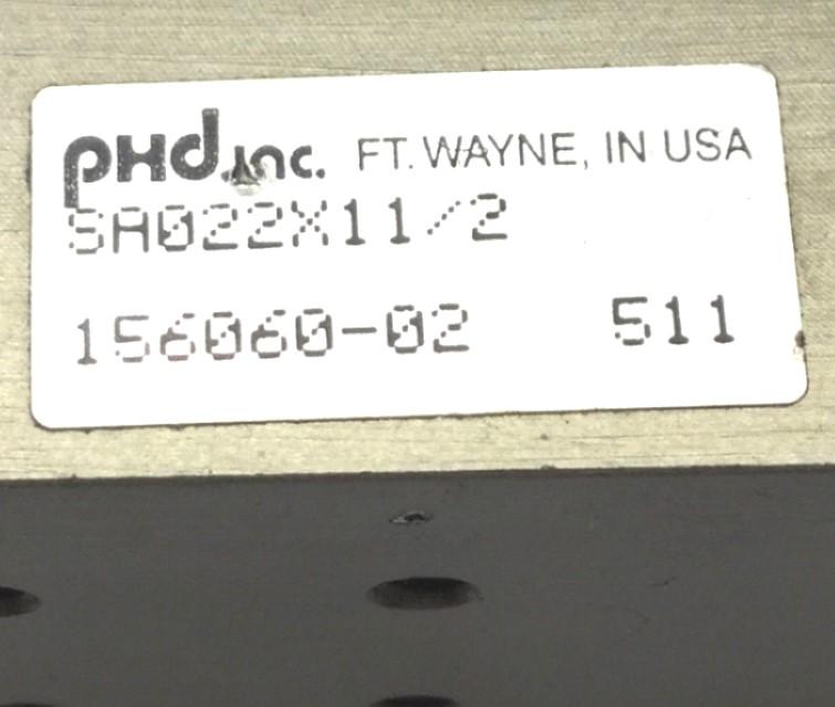 Used PHD SA022X11/2 Pneumatic Cylinder, Travel: 1-1/2", Ports: 10-32, Bore: 1/2"