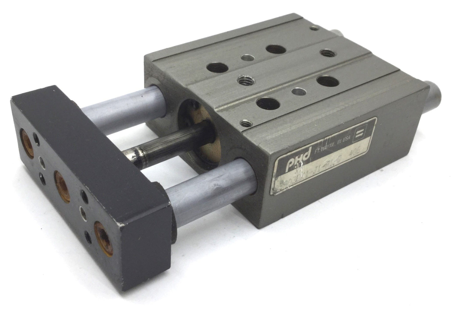 Used PHD SA032X1-J1-R1-Q Pneumatic Guided Cylinder, Stroke: 1", Ports: 10-32