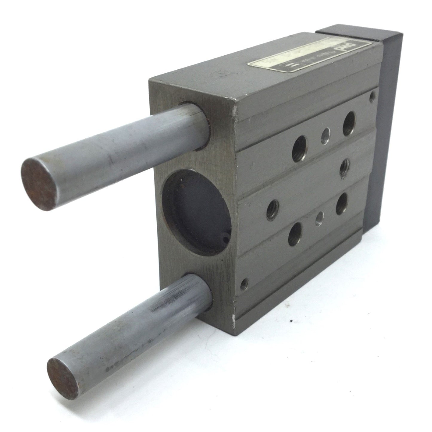 Used PHD SA032X1-J1-R1-Q Pneumatic Guided Cylinder, Stroke: 1", Ports: 10-32