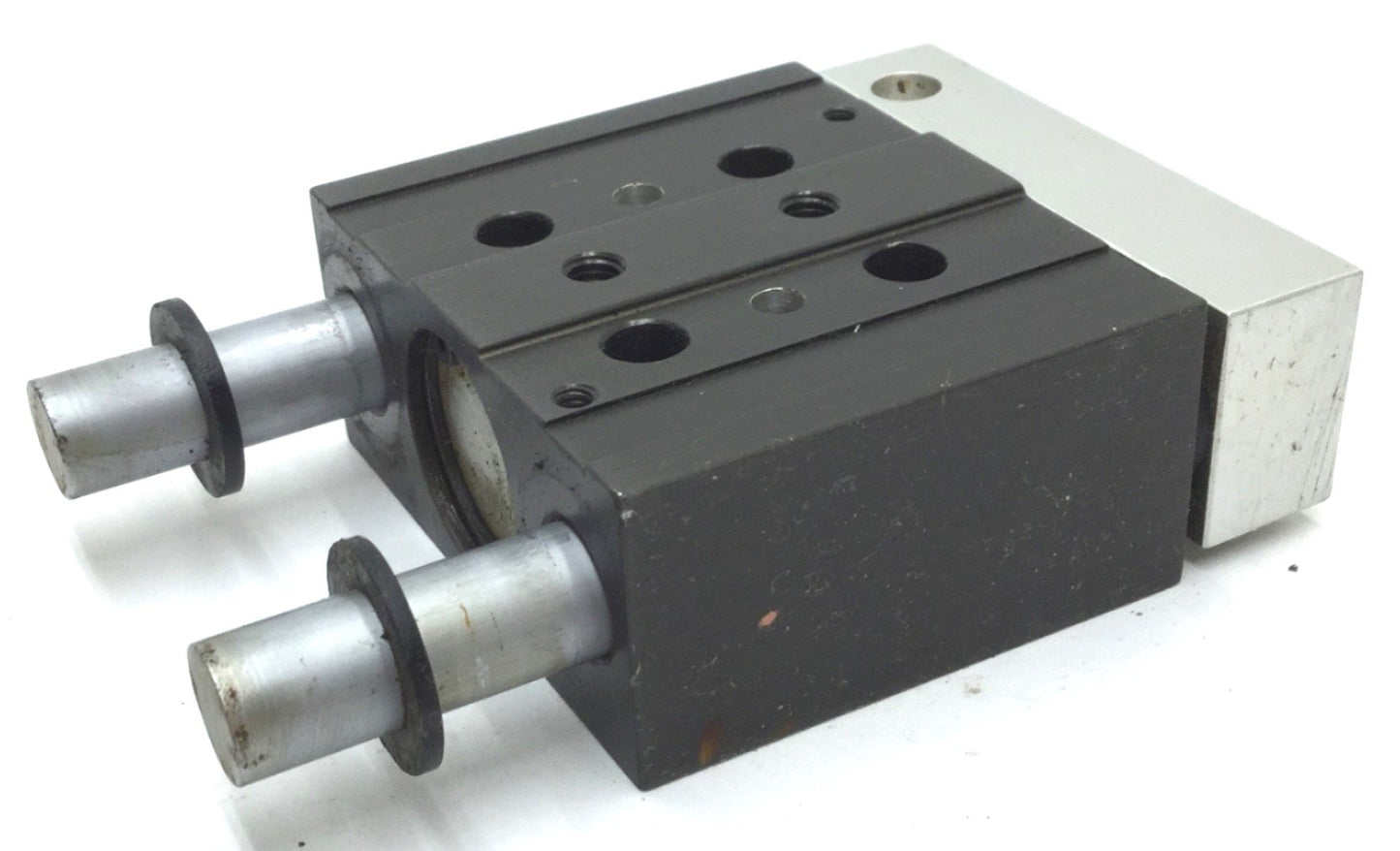 Used PHD SA033X1/2-J1-Q6-R1 Pneumatic Guided Cylinder, Stroke: 1", Ports: 10-32