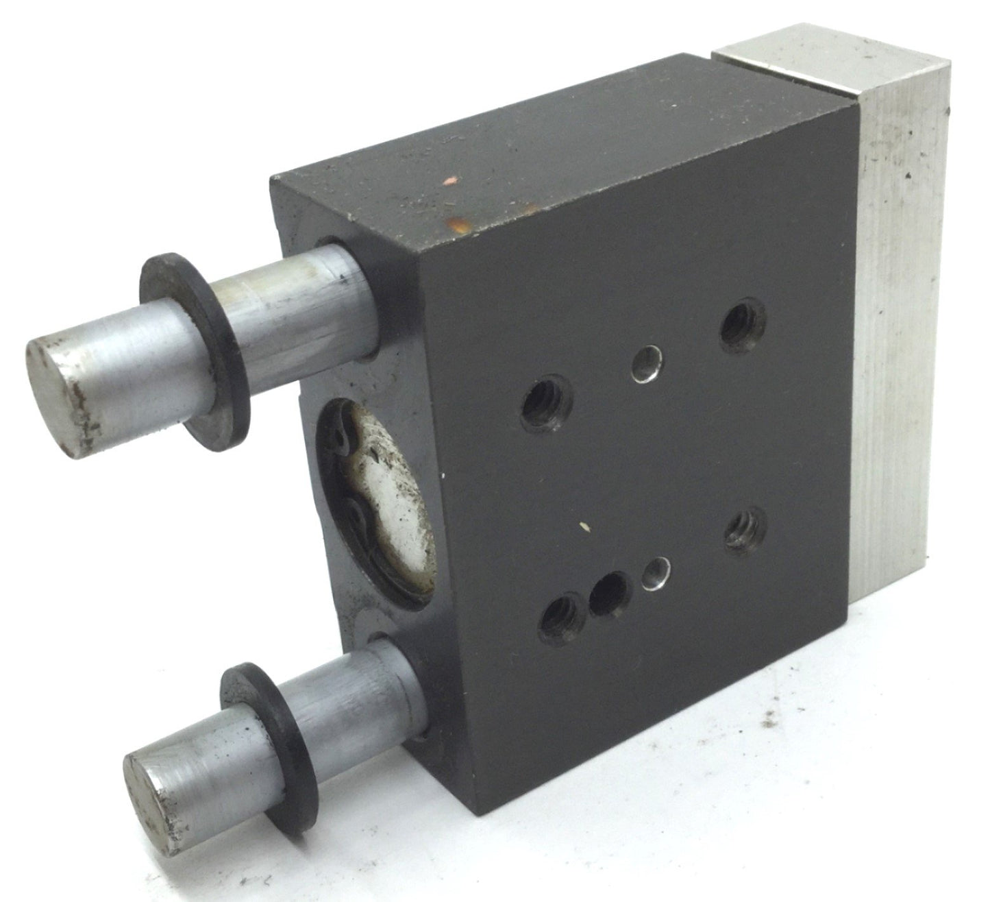 Used PHD SA033X1/2-J1-Q6-R1 Pneumatic Guided Cylinder, Stroke: 1", Ports: 10-32