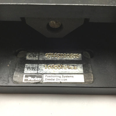 Used Parker 106004BTES Ball Bearing Linear Positioner Stage, Stage 6" x 6", Travel 4"
