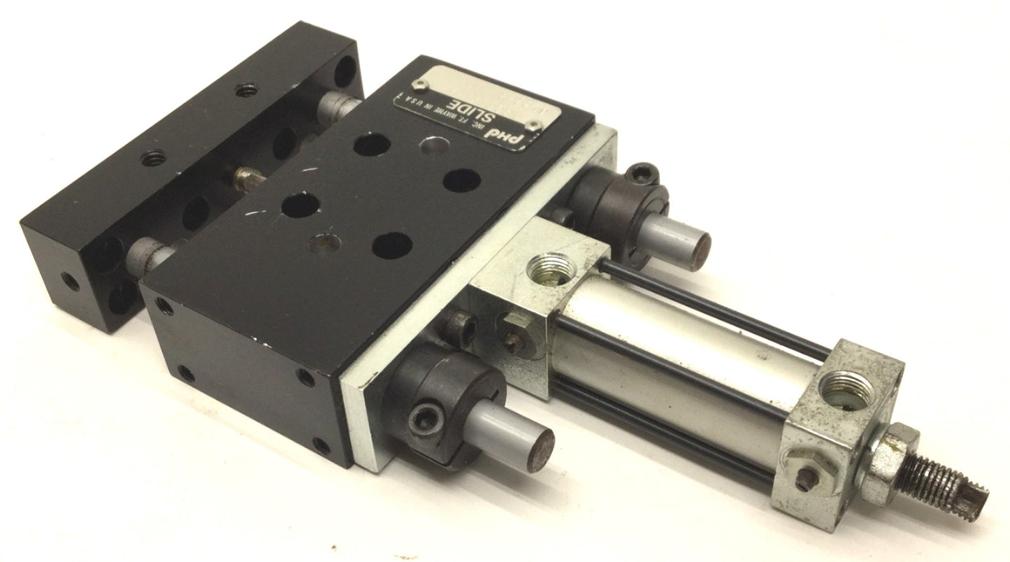 Used PHD TS031X1-A-J1-Q-R1 Pneumatic Slide Cylinder, 1" Stroke, Bore: 1/2" (12mm)