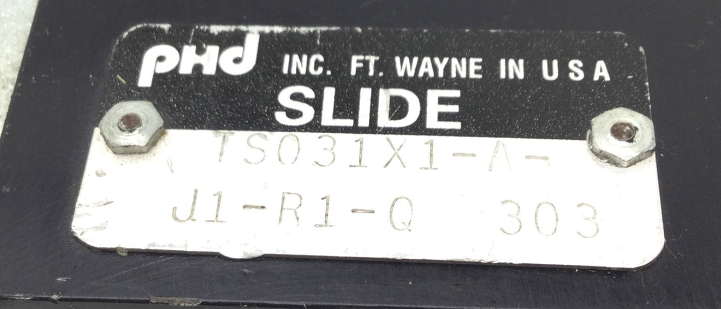 Used PHD TS031X1-A-J1-R1-Q Pneumatic Slide Cylinder, 1" Stroke, Bore: 1/2" (12mm)