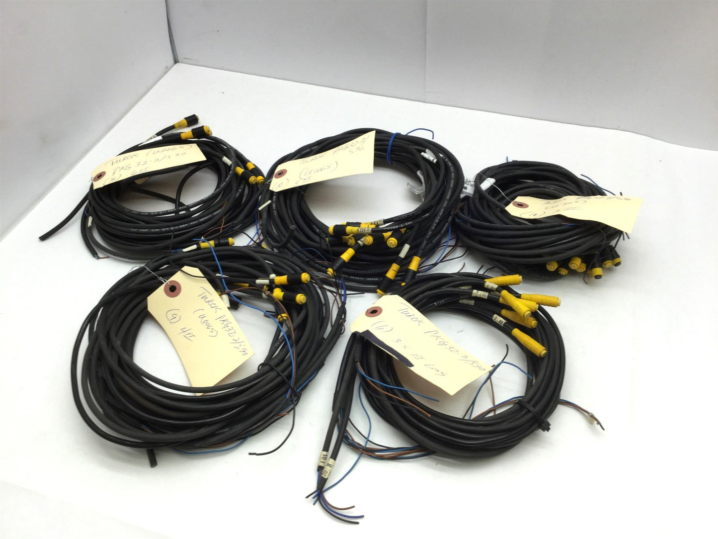Used Lot of 41 Turck PKG 3Z-2/S90 Cables, 3-Pin Picofast M8 3 Wire, Varied Lengths