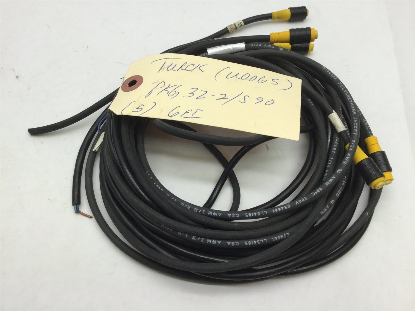 Used Lot of 41 Turck PKG 3Z-2/S90 Cables, 3-Pin Picofast M8 3 Wire, Varied Lengths