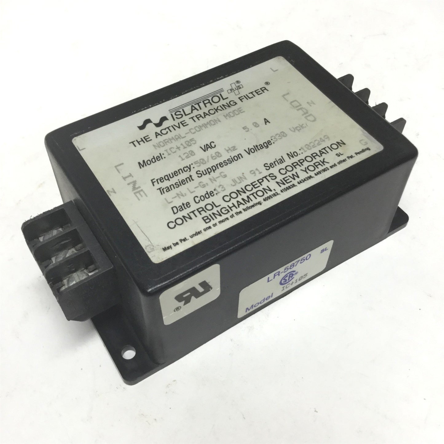 Used Control Concepts IC+105 Islatrol Active Tracking Power Line Filter 120VAC, 5A