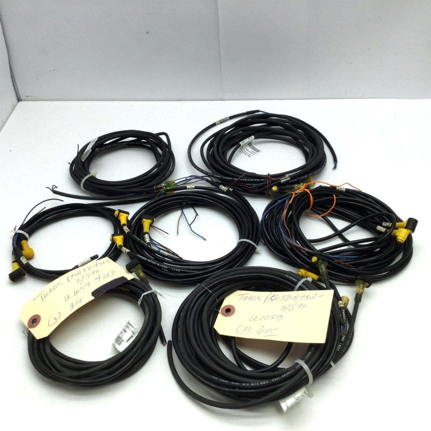 Used 19 Turck PKW 3Z-N7X2-2/S90 Cordset, Picofast Right, 3-Pin NPN LED Length Varies