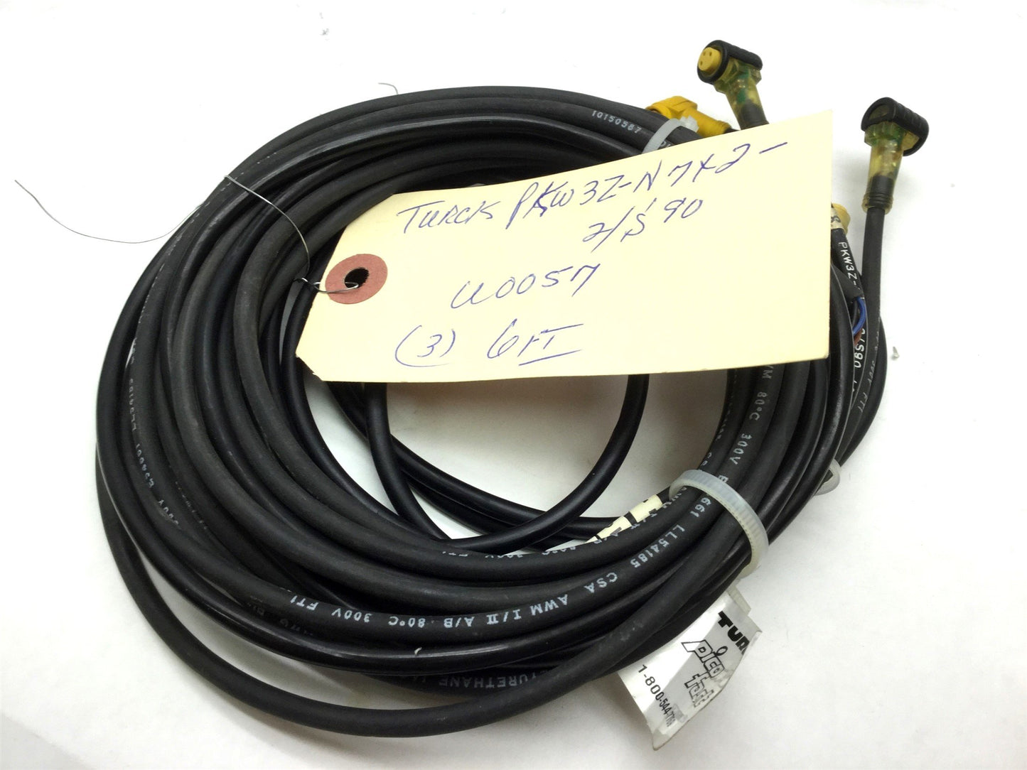 Used 19 Turck PKW 3Z-N7X2-2/S90 Cordset, Picofast Right, 3-Pin NPN LED Length Varies