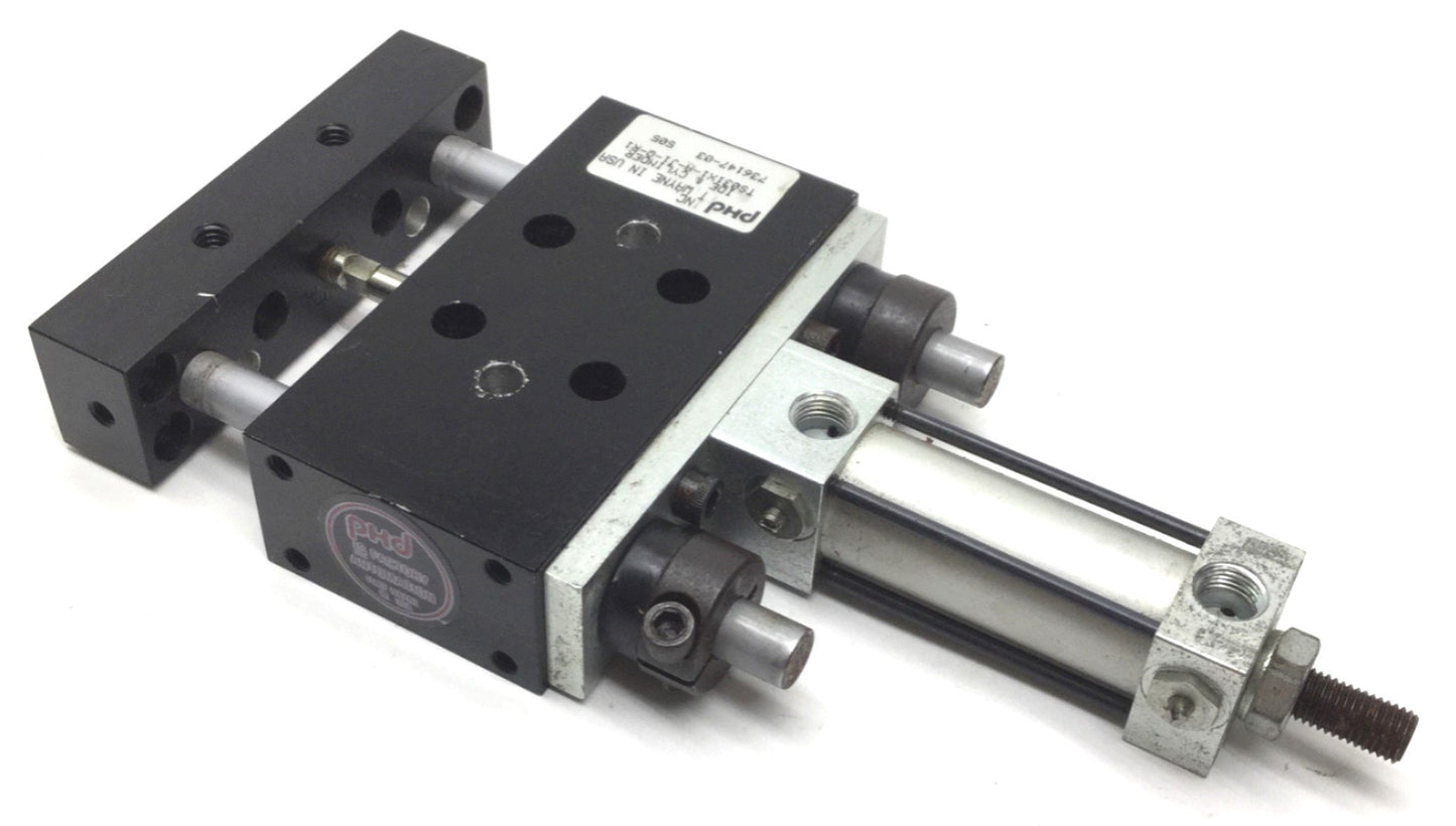 Used PHD TS031X1-A-J1-Q-R1 Pneumatic Slide Cylinder, 1" Stroke, Bore: 3/4"