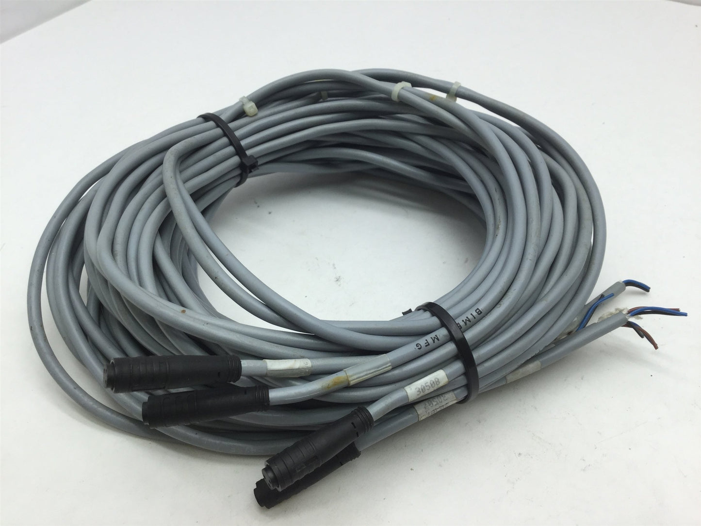 Used Lot of 4 BIMBA MFG Quick Disconnect Cable, 3-Pin M6, Length: 15'