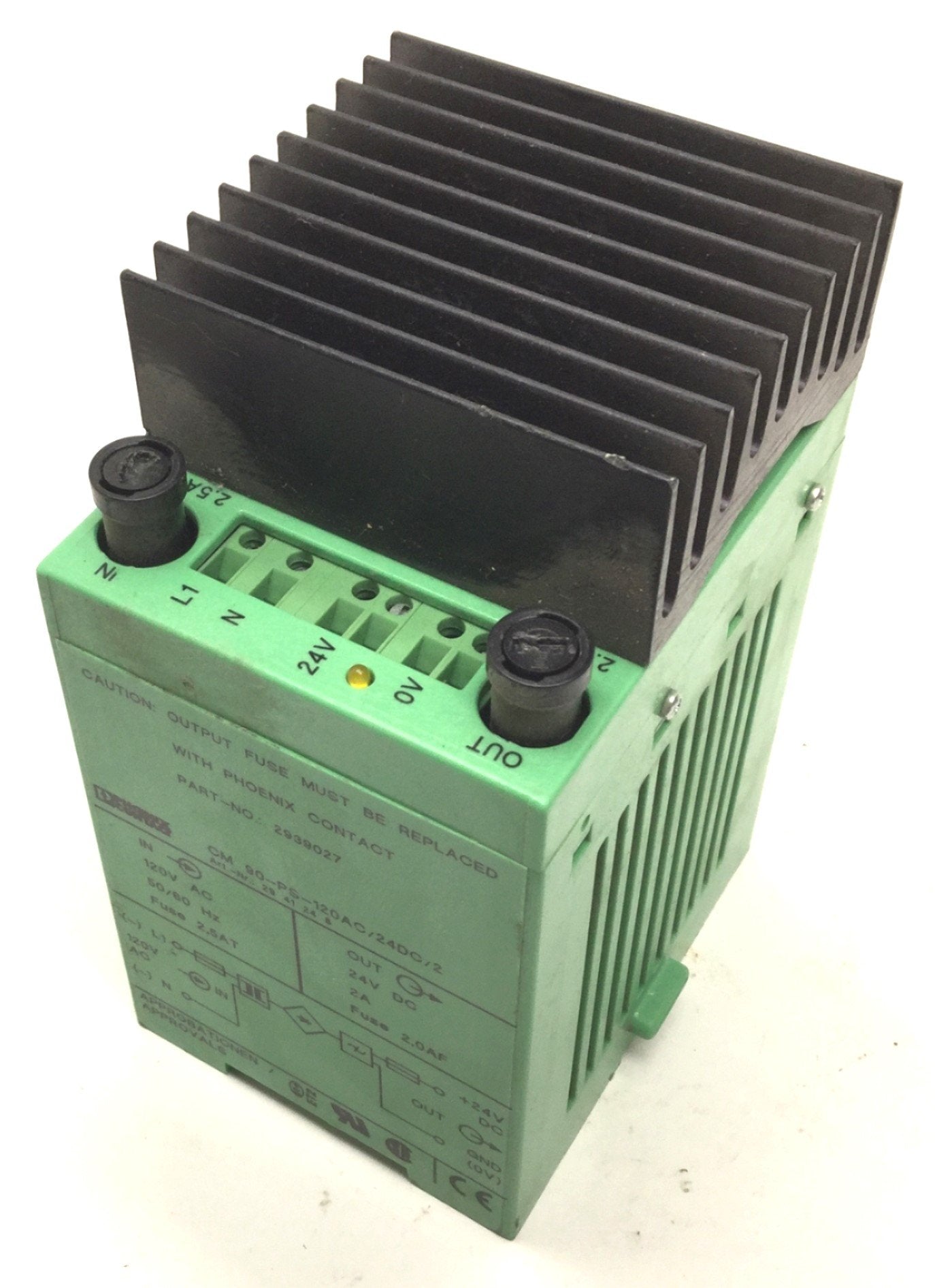Used Phoenix Contact CM 90-PS-120AC/24DC/2 DIN Rail Power Supply *Broken DIN Mount*