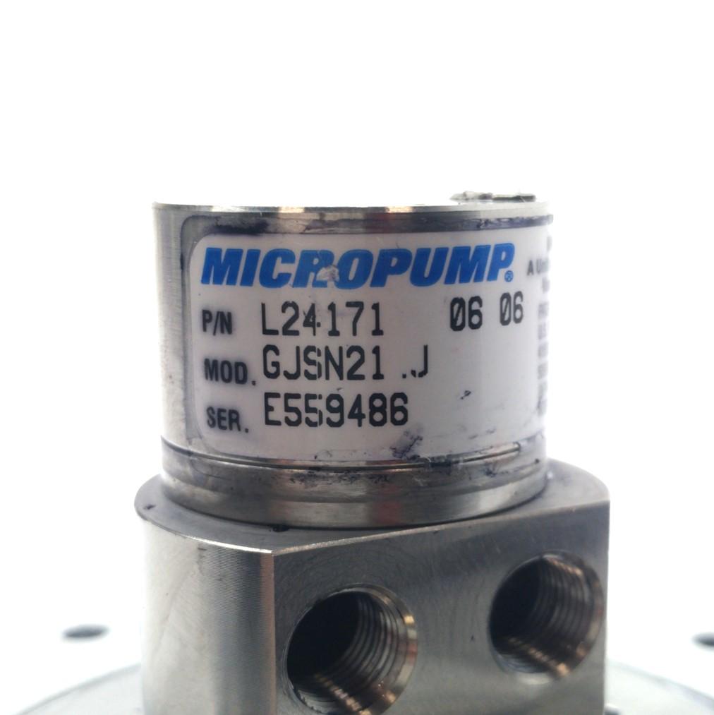 Used Micropump GJSN21 .J Pump & DC Motor 500-5500RPM 600-1760mL/min 1/8"NPT 24VDC