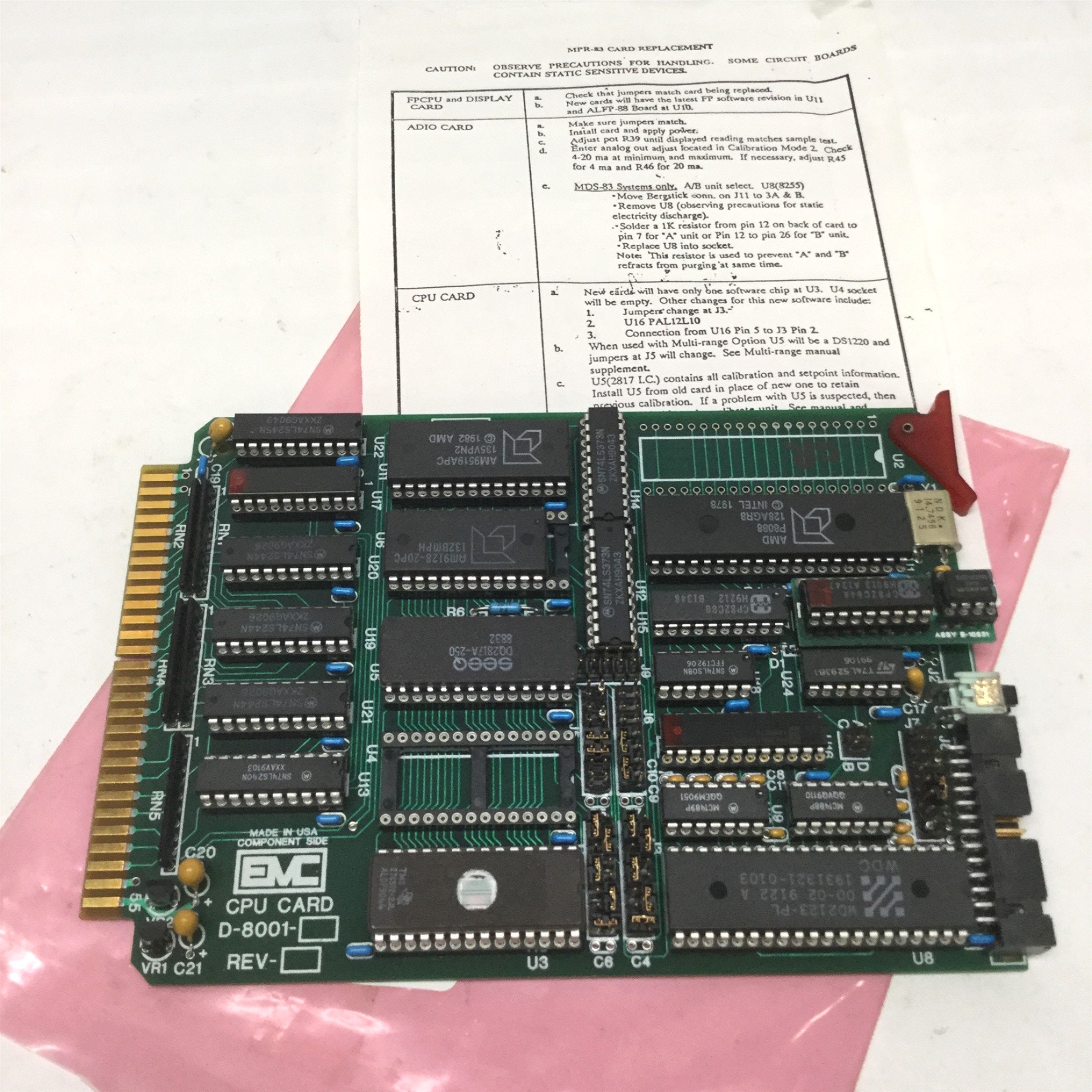 EMC D-8001 CPU Card Control Board for MPR E-Scan Microprocessor Refrac ...