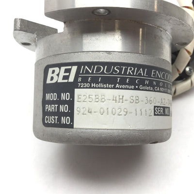 Used BEI E25BB-4H-SB-360-AZ-7406R-LED-SC72 Incremental Optical Encoder 360 cycle/rev