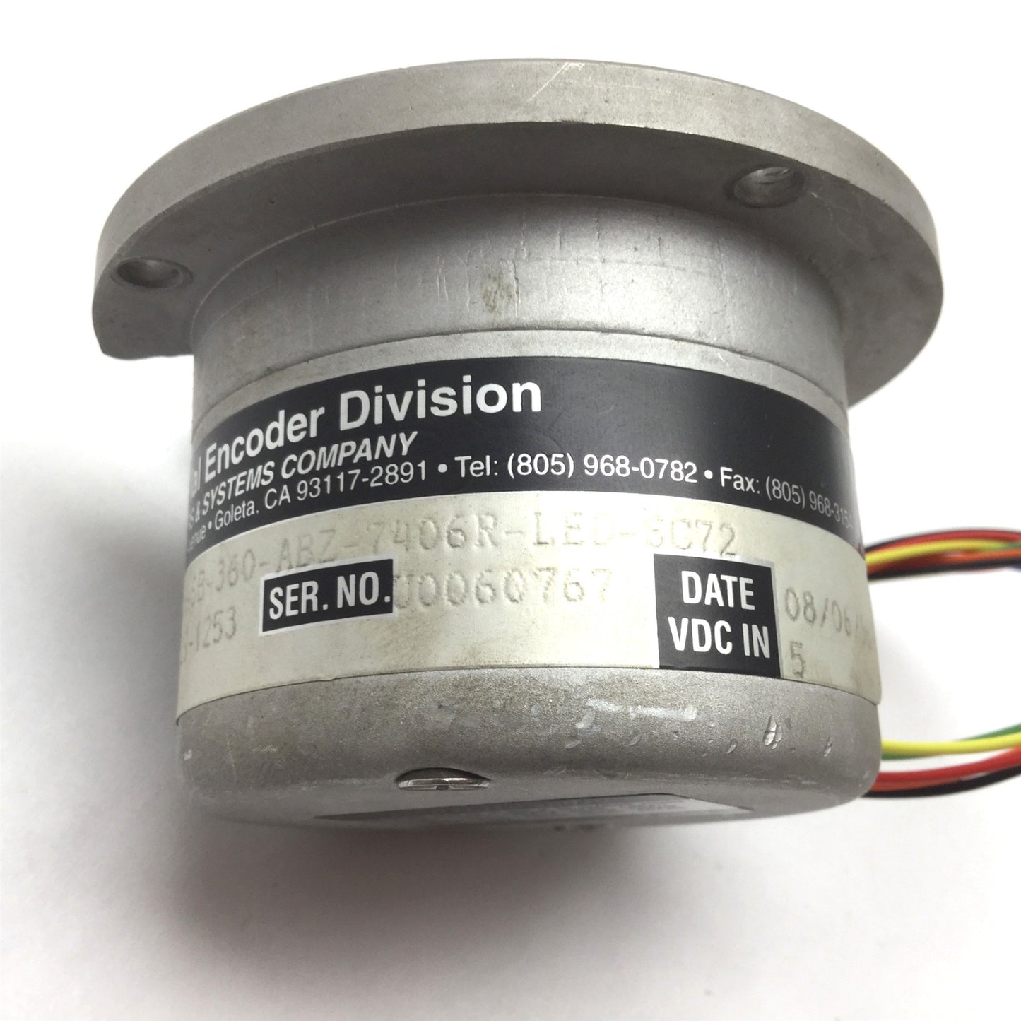Used BEI E25BB-4H-SB-360-ABZ-7406R-LED-SC72 Incremental Optical Encoder, 360cycle/rev