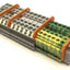 Used Lot of 12 Wago 284-691 Terminal Blocks, 1-Pole, 600V w/6x 282-607 Ground Blocks