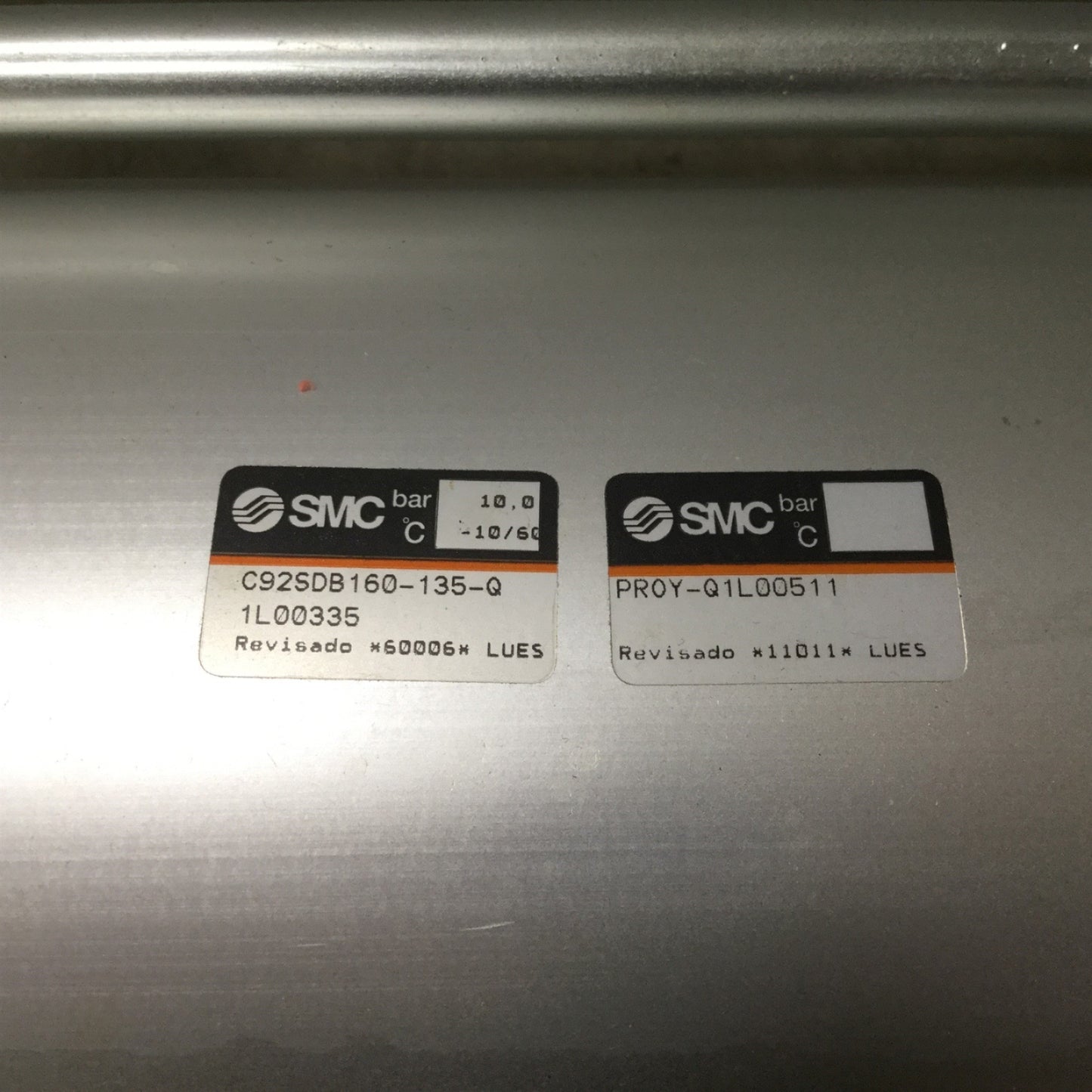 Used SMC C92SDB160-135-Q Pneumatic ISO Cylinder, Bore: 160mm, Stroke: 135mm, G3/4