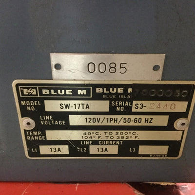 Used Blue M SW-17TA Single-Wall Gravity Transite Oven, Range: 40-200°C (104-392°F)
