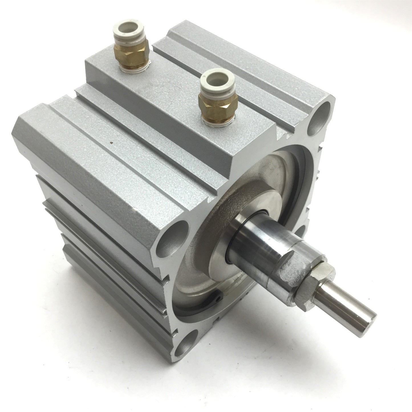 Used Pneumatic Cylinder, Bore: 5", Stroke: 1.25", Ports: 3/8" NPT W/ 10mm One-Touch